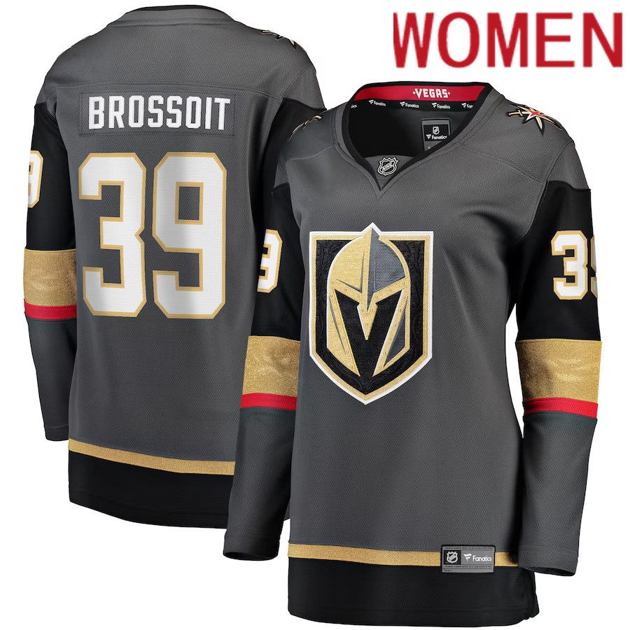 Women Vegas Golden Knights 39 Laurent Brossoit Fanatics Branded Gray Home Breakaway Player NHL Jersey